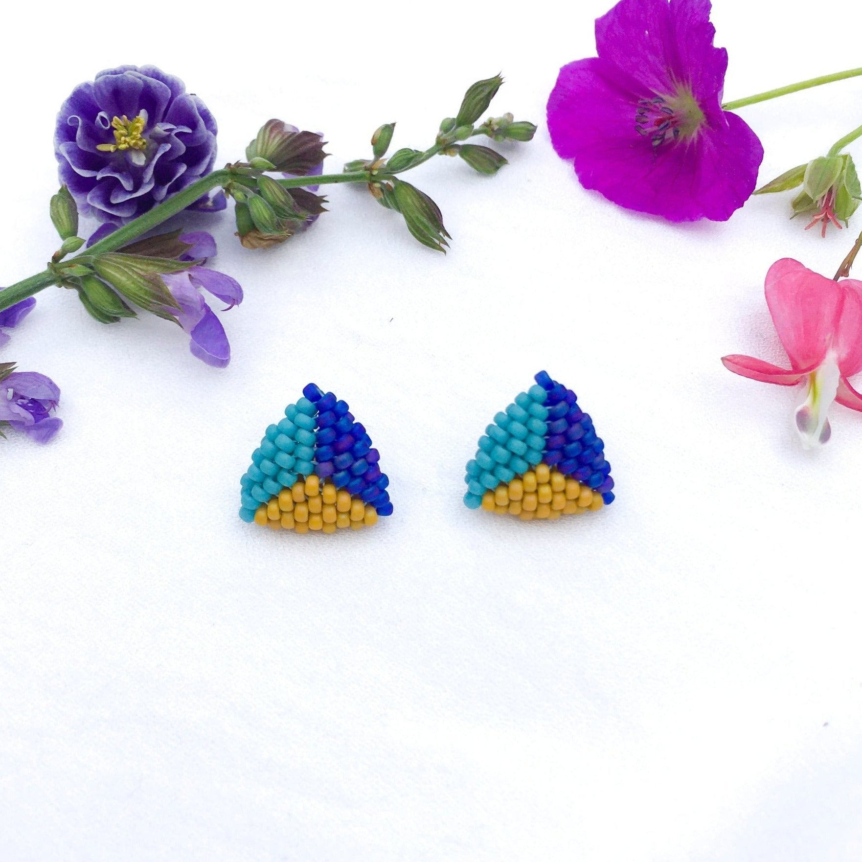Mustard & Blue | Stud Earrings - Leila Eden Designs