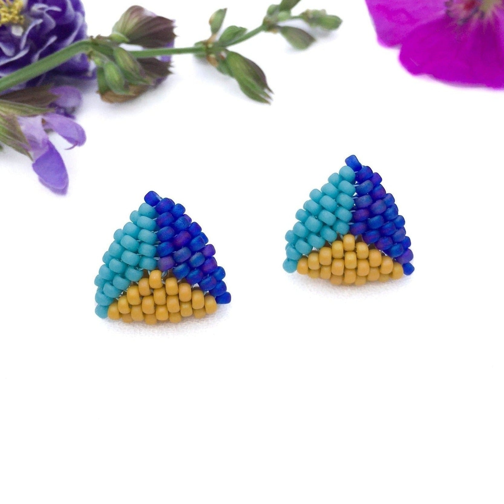 Mustard & Blue | Stud Earrings - Leila Eden Designs