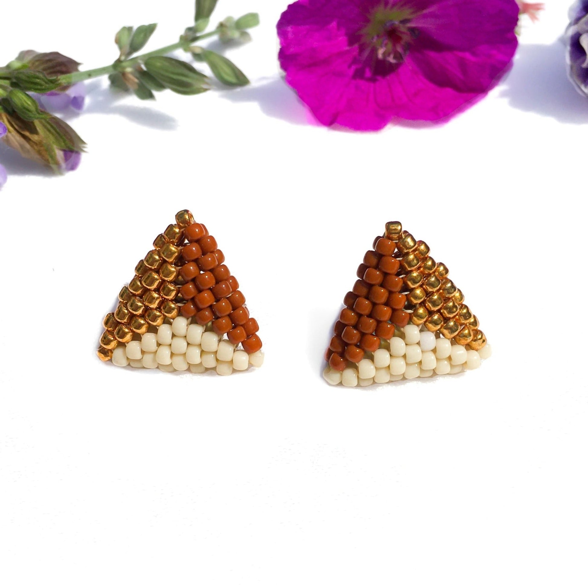 Tan & Gold | Stud Earrings - Leila Eden Designs